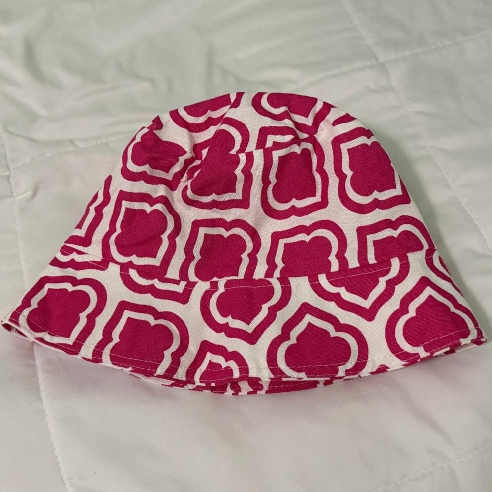 Pink and white women's or girl's bucket hat
